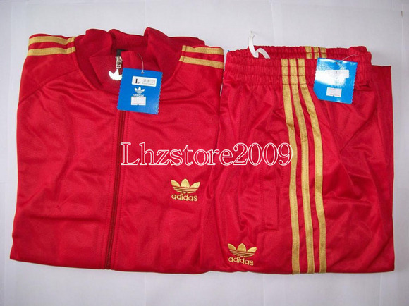 red and gold adidas tracksuit